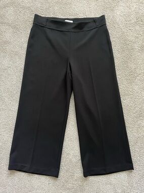 Calvin Klein CK Cropped Wide Leg Black Dress Pants Medium Like New Stretch Comfy